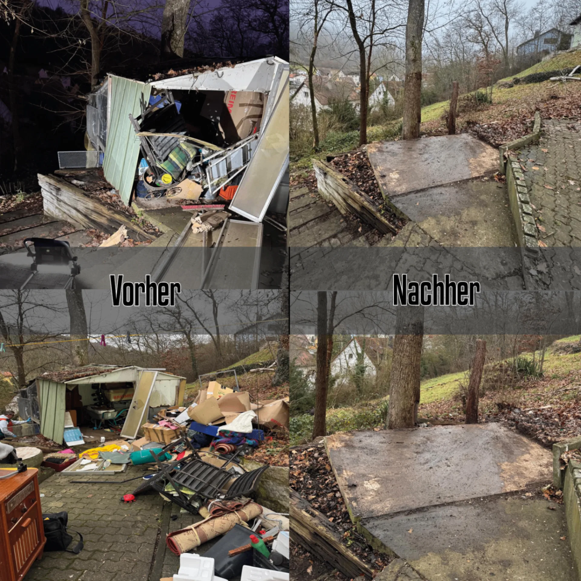 Vorher und nachher: Entrümpeltes Gartenhaus am Schlossberg, Treuchtlingen